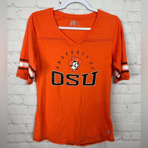 Oklahoma State Cowboys Pistol Pete OSU womens short sleeve t-shirt, sz‎ L NWOT - Picture 1 of 5